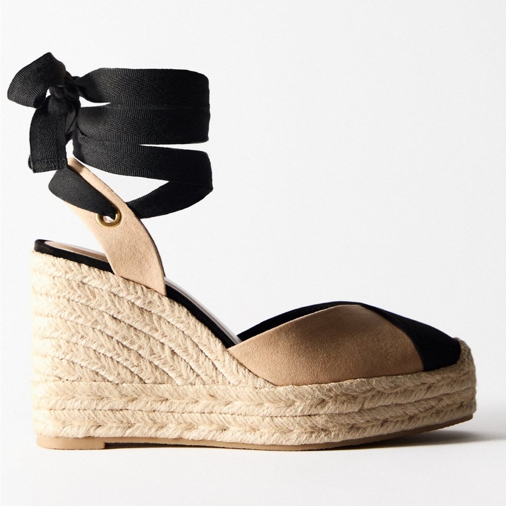 Zara espadrille wedge platforms. Black/Tan color. Size 38 or 7.5. New with tags!
